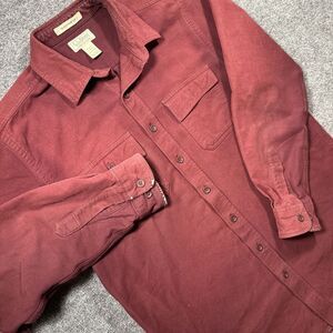 L.L. Bean‎ Chamois Shirt Traditional Fit Button Front Mens Size L TALL Red